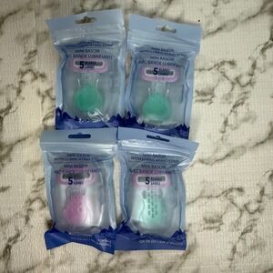 Lot of 4 Mini Portable Razors 5 Blades with Lubricating Strip Travel Size New